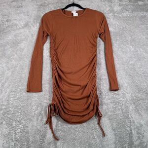 West of Melrose Women's Brown‎ Long Sleeve Ruched Bodycon Dress Size S NWT